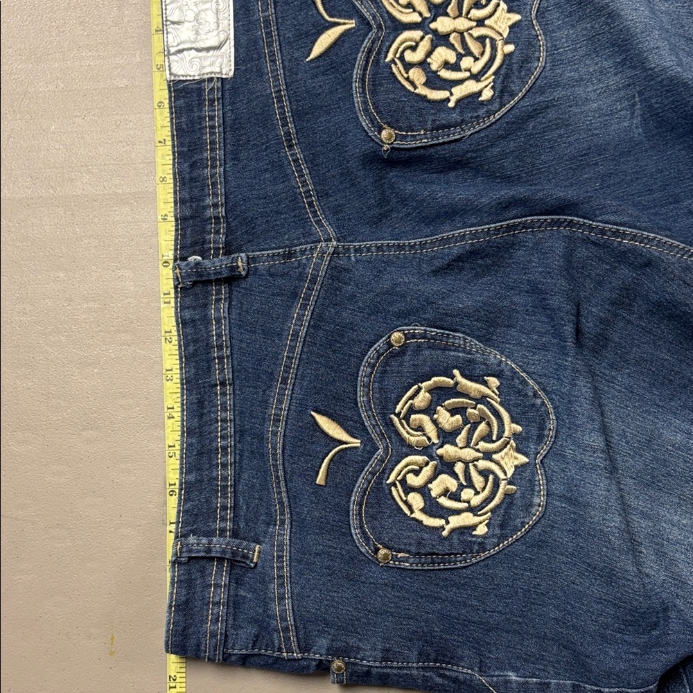 Apple Bottoms Blue Jean Shorts with Gold Embroidery